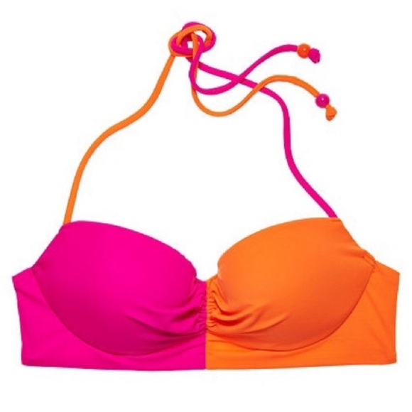 Victoria's Secret Other - Victorias Secret Pink Orange Halter Bikini Top 36B